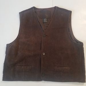 SOLD----Gap Mens 3 Button Leather Vest  Brown Size Extra Large